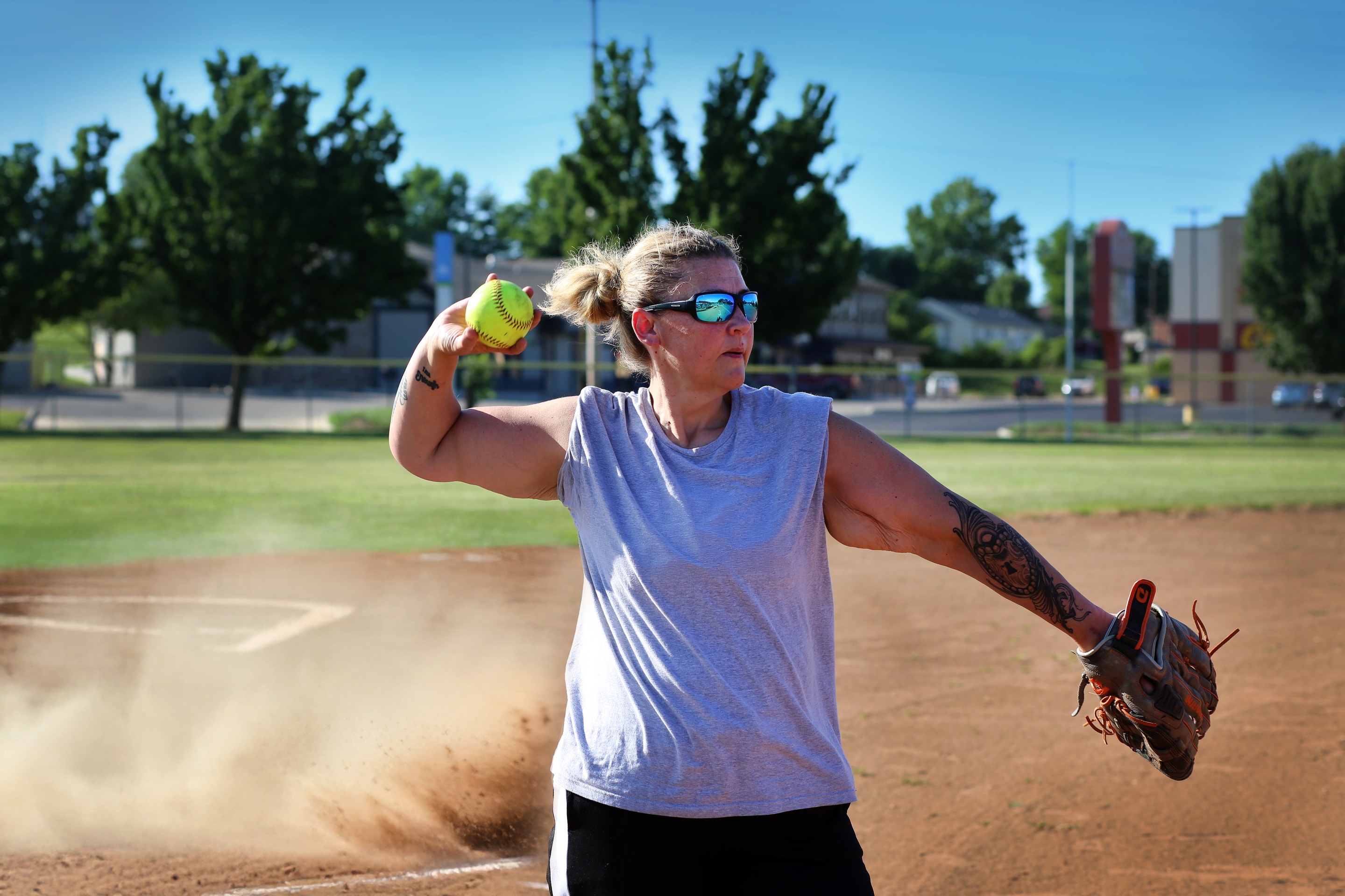 Christina Davis on the softball field.
