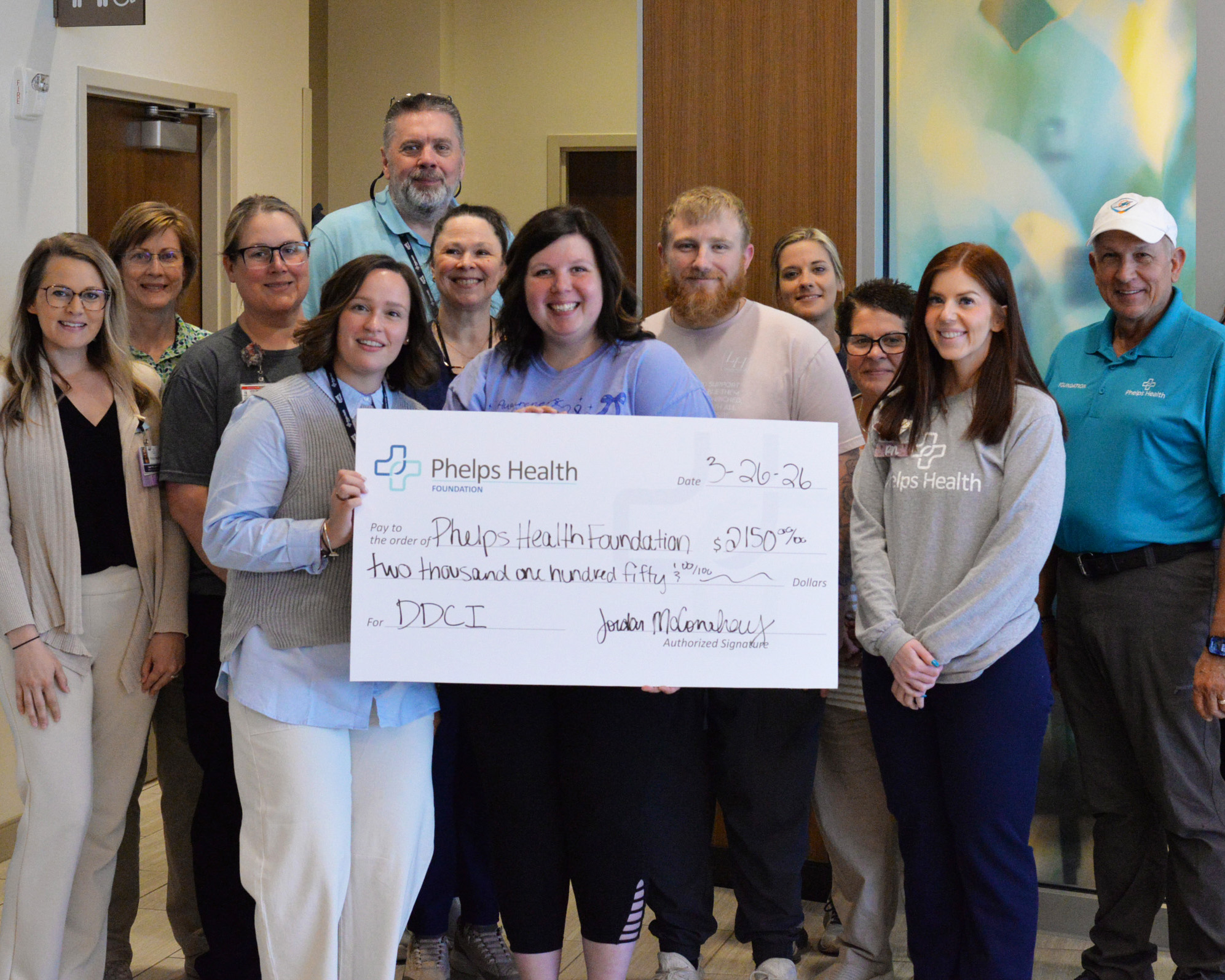 Jordan McConahay gives back to the Phelps Health Foundation.