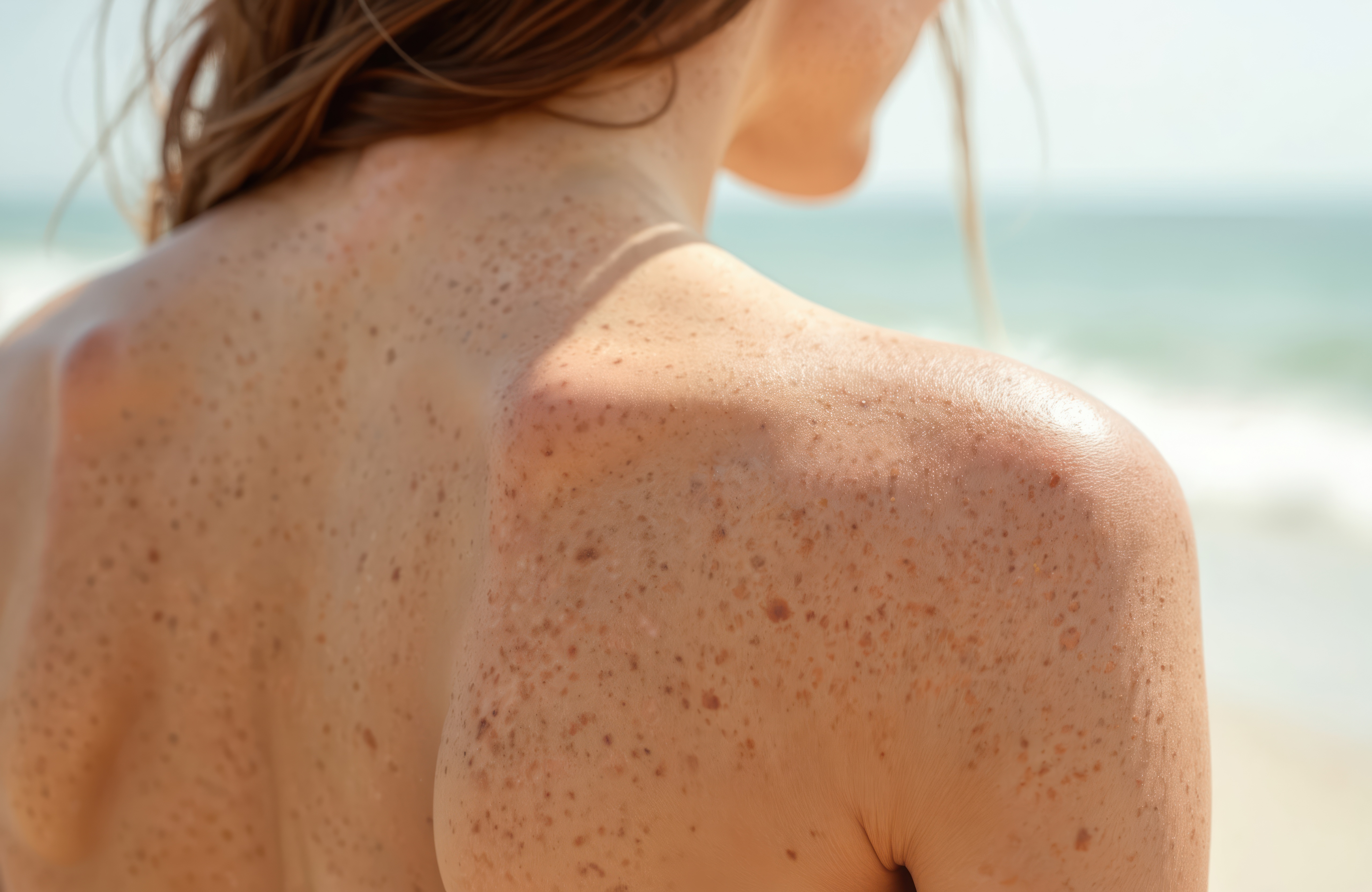 Woman's shoulder with freckles