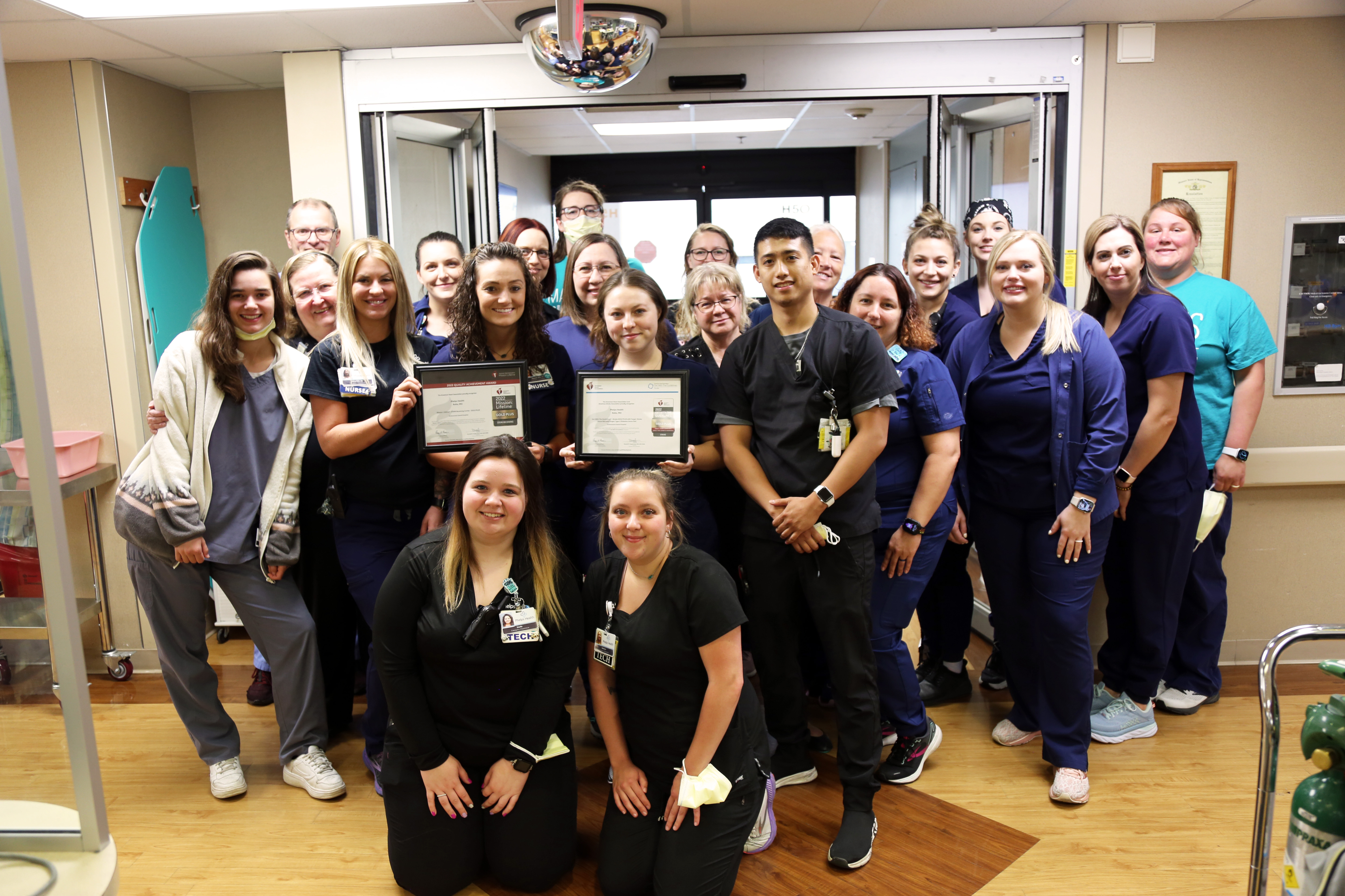 Phelps Health Emergency Department staff with American Heart Association award