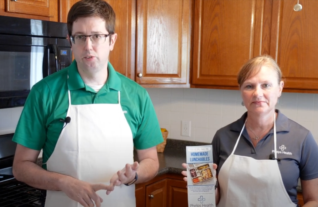 Paul and Lorie Around Phelps Health cooking show