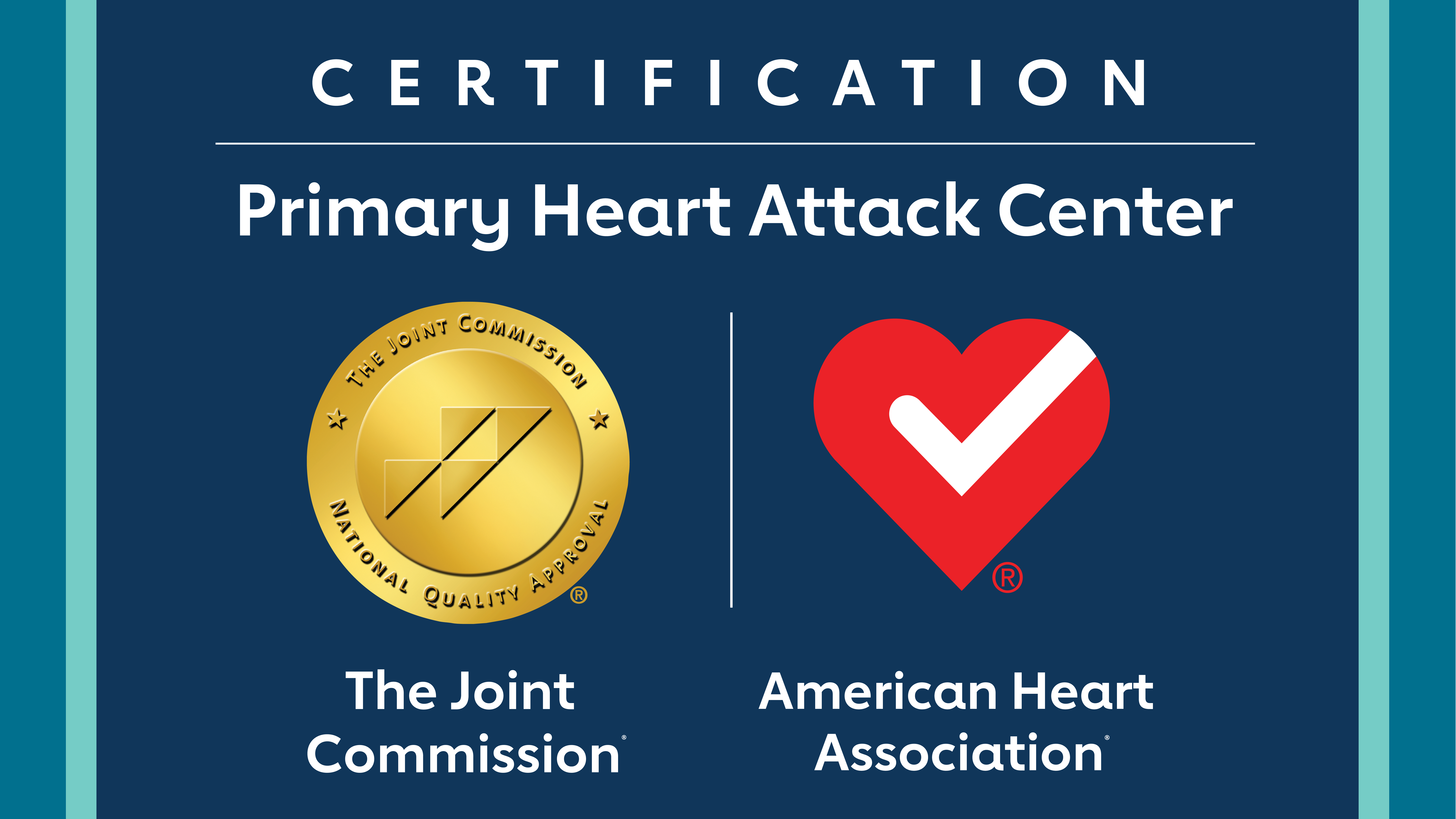 Certification as a Primary Heart Attack Center with symbols of the awards