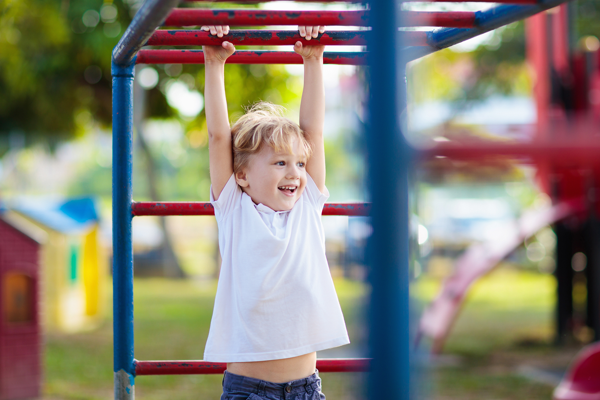 Kid playing on playground