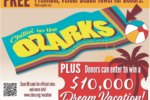 Community Blood Center of the Ozarks Blood Drive Banner