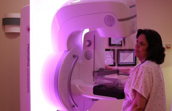 Woman Receiving Mammogram at Phelps Health
