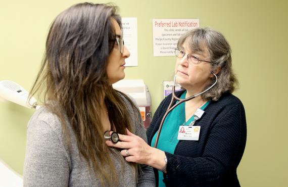 Dr. Lori Smith with patient at Phelps Health
