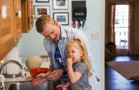 A father cooks with his daughter A father cooks with his daughter