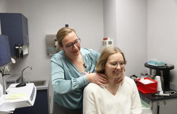 Dr. Doellman with a patient