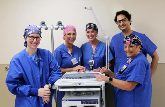 Endoscopy staff with Dr. Gautam with EBUS Bronchoscopy equipment