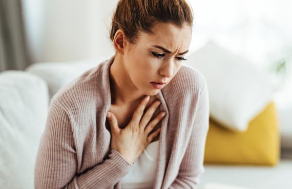 Woman with chest pain