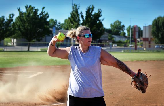 Christina Davis on the softball field. Christina Davis on the softball field.